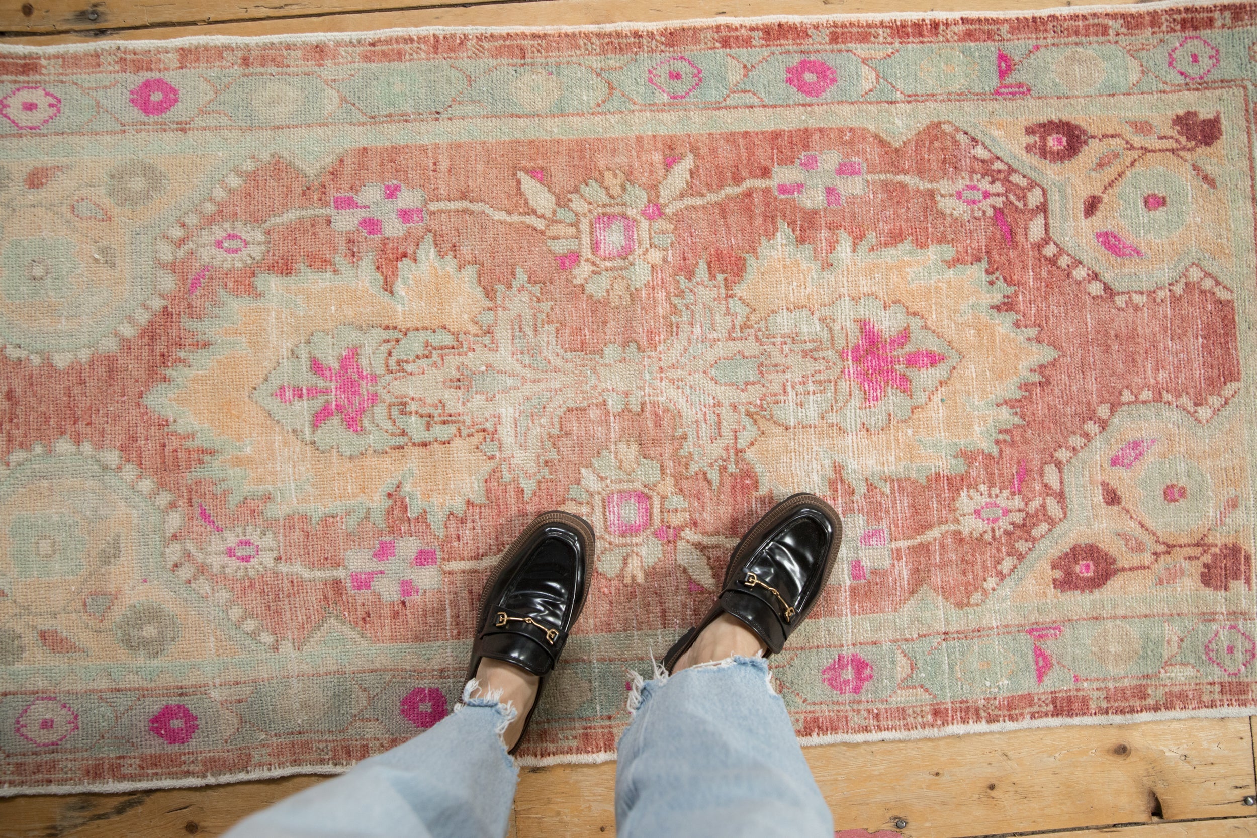 Vintage Distressed Oushak Rug Runner // ONH Item: 12024, Image 1