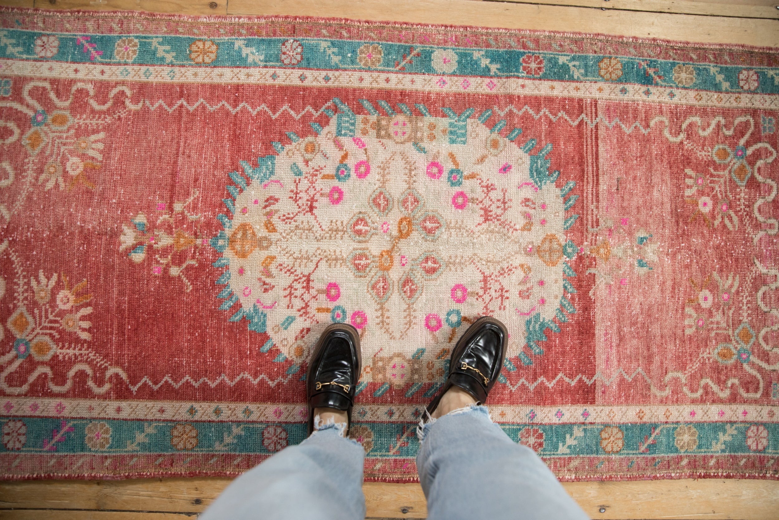 Vintage Distressed Oushak Rug Runner // ONH Item: 12029, Image 1