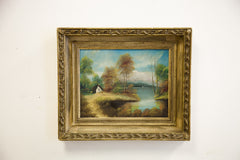 Cottage on the Lake Oil Painting // ONH Item 1203 Image 1