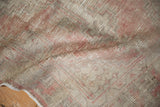 Close-up showing the hand-knotted texture and mostly even wear on the vintage Oushak runner.