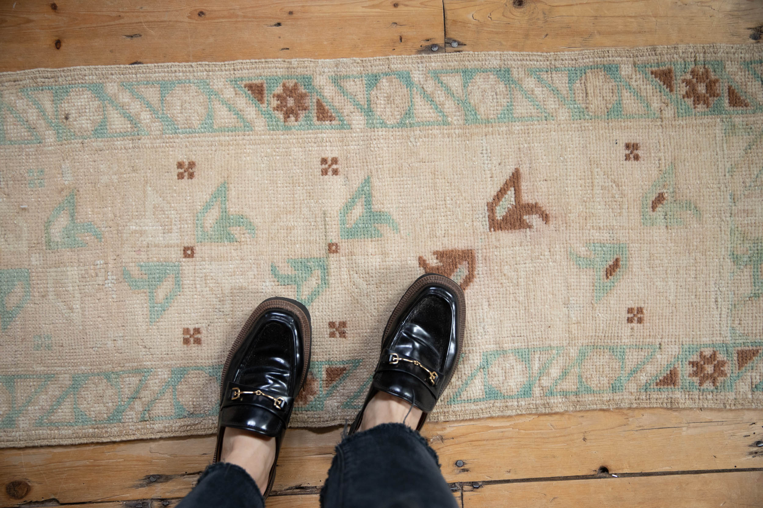 Vintage Distressed Oushak Rug Mat Runner // ONH Item: 12038, Image 1