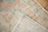 Hand-knotted foundation and weave visible on the reverse of a vintage Oushak rug.