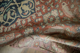 Distressed Sivas rug with scrolling Islimis, arabesques, and heavy abrashes.