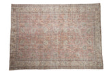 Distressed vintage Turkish Sparta hand-knotted carpet, faded pink and ivory floral, 7'3