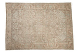 Vintage Distressed Tabriz carpet, concentric medallions, ivory, beige, coffee, powder blue, 6'6