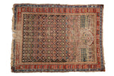 Antique Caucasian square rug, geometric field, prayer niche motif, rich colors. 3'5
