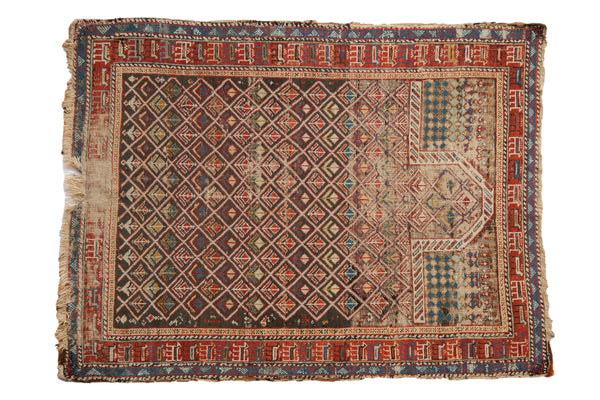 3.5x4.5 Antique Caucasian Square Rug // ONH Item 12116