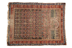 3.5x4.5 Antique Caucasian Square Rug // ONH Item 12116