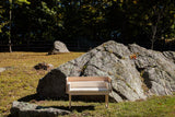 Frontal view of the Little Mod sidecar bench in light, natural white maple wood.