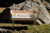 Handmade white maple sidecar styled as a modern child's play bench.