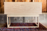 Full back view of the white maple sidecar showing the clean lines and wood grain.