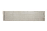 Vintage Turkish Hemp Kilim runner with plain-weave in platinum, beige, and black zigzag detail.