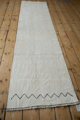 Vintage Turkish Hemp Kilim runner: plain weave texture with jet black zigzag stitch.
