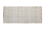 Hand woven Turkish Hemp Kilim runner with neutral and soft pink stripes, 1'8