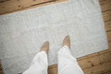 Hand-woven plain-weave texture of vintage Turkish Hemp Kilim rug.