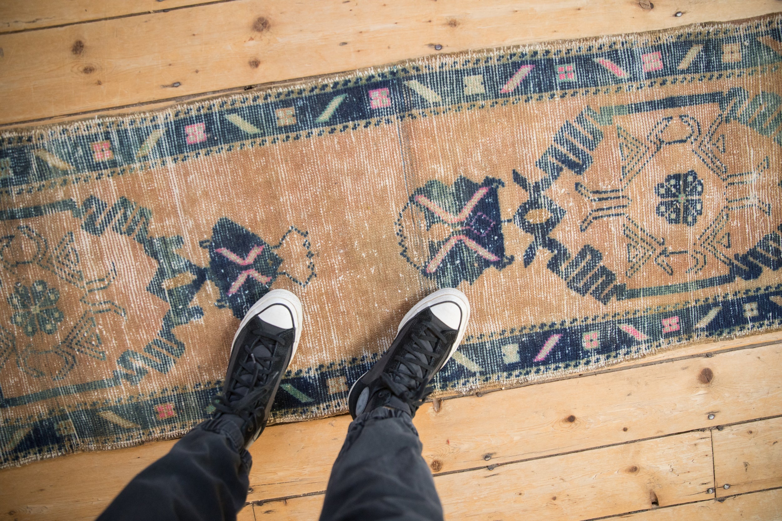 Vintage Distressed Fragment Oushak Rug Runner // ONH Item: 12138, Image 1