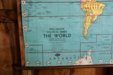 Vintage map lower right detail: blue Antarctica, longitude markers, and aged patina.