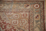 Distressed Anatolian rug: worn pile texture, red, ivory, and oxidized silver floral motifs.