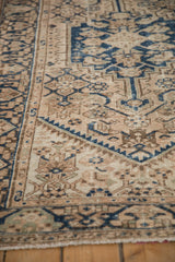 Distressed vintage Hamadan rug with cobalt blue Herati motif and serpent border.