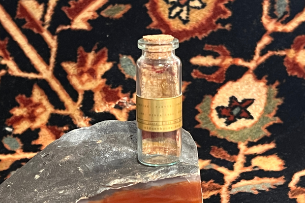 Medium Antique Silk Rug Fragment in a Bottle Souvenir // ONH Item: 12179