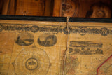 Detailed illustrations and time dial on an antique 1860 New York pull-down map.