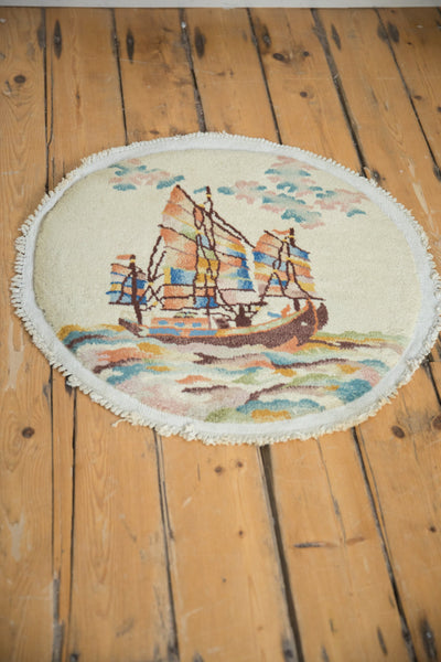 Vintage Art Deco Round Rug Mat // ONH Item: 12194, Image 3
