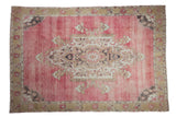 Vintage hand-knotted Kars carpet, distressed raspberry red abrash field with oversized Rococo medallion.