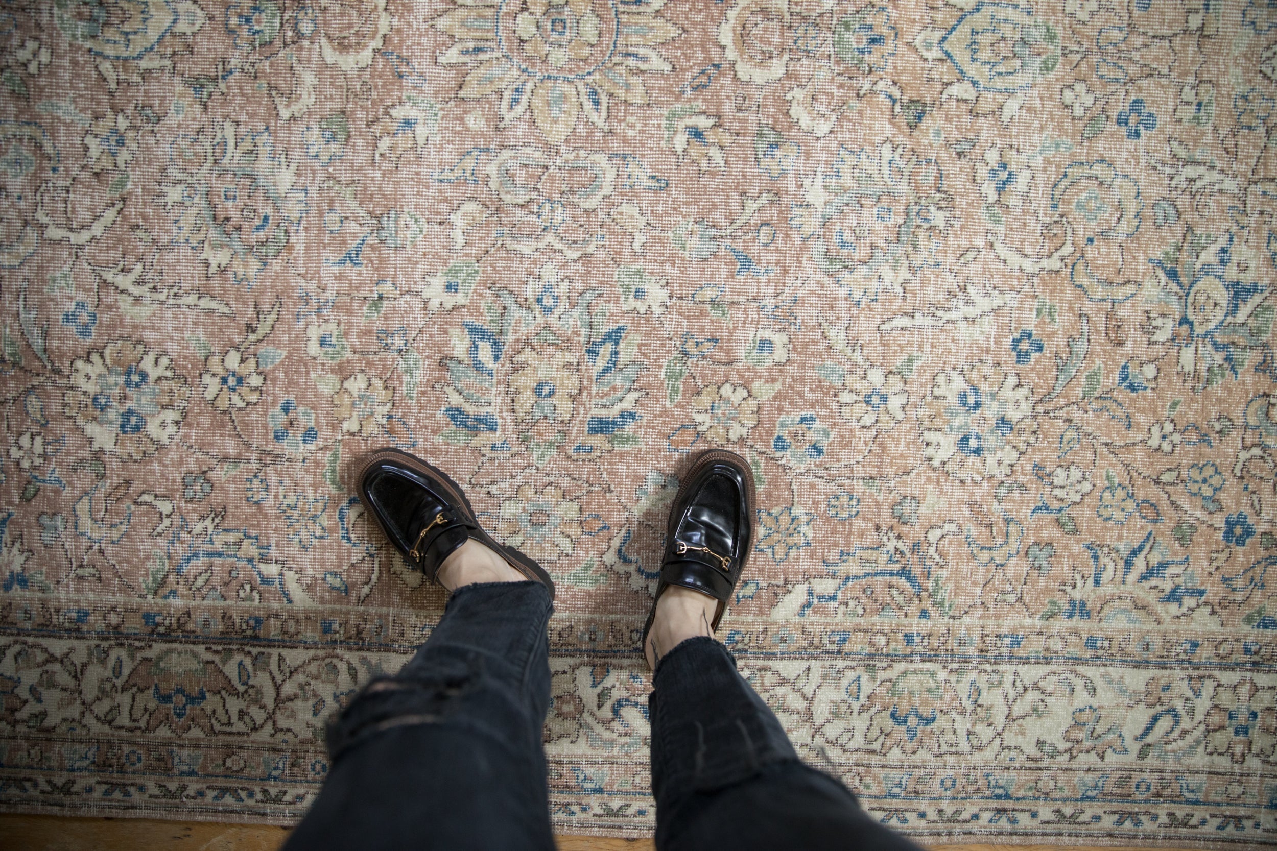 Vintage Distressed Oushak Carpet // ONH Item: 12201, Image 1