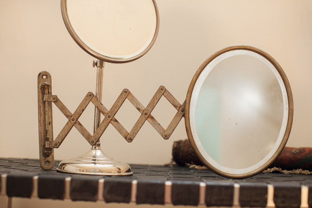Antique Shaving Mirror Set