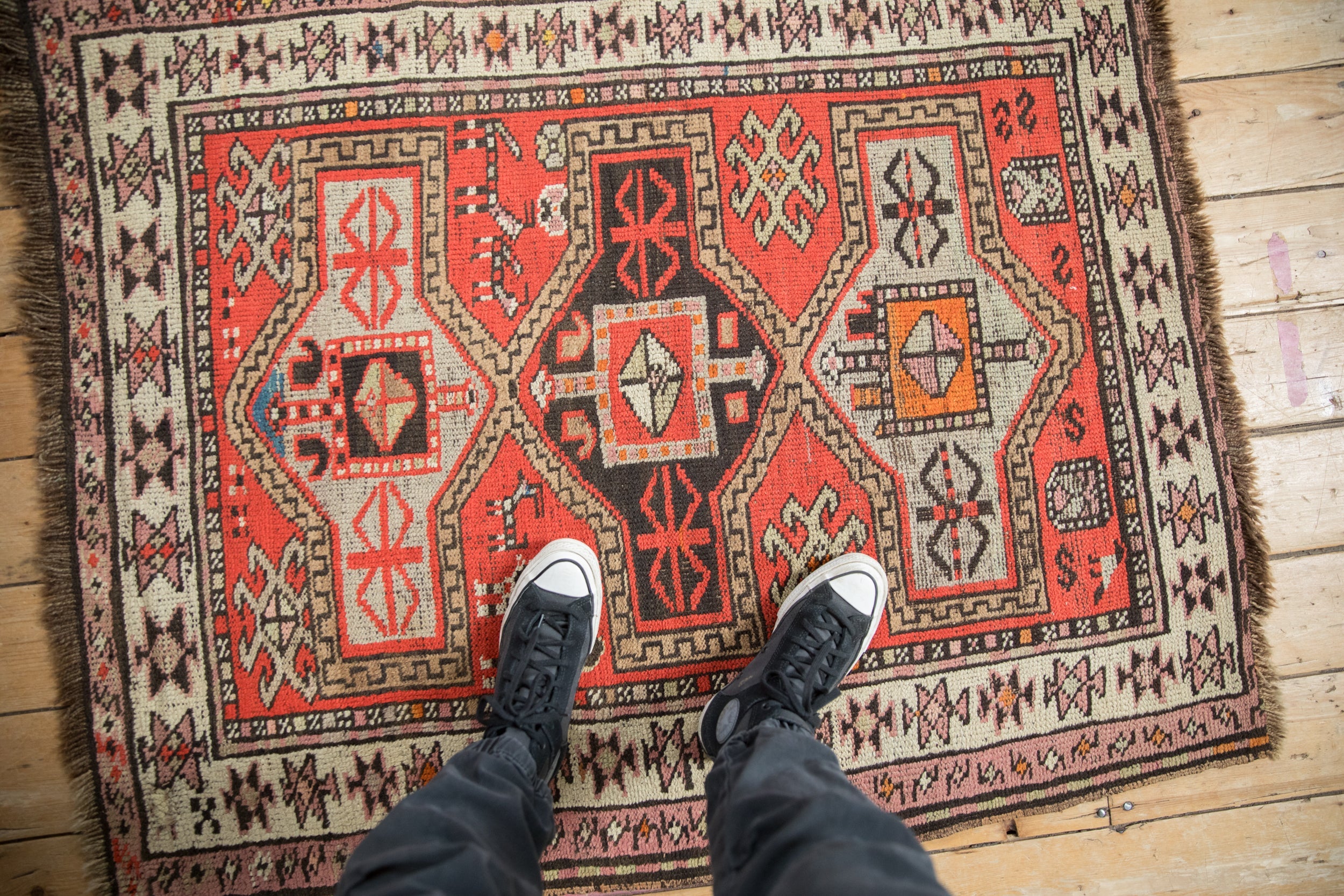 Vintage Caucasian Square Rug // ONH Item: 12262, Image 1