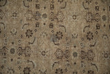 Distressed hand-knotted Bijar carpet's faded Herati design in beige and brown.