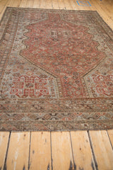 Intricate geometric patterns in madder rust and chocolate brown on this vintage Kamseh border.