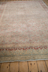 Distressed Tabriz carpet: Herati field pattern, Samovar Turtle border in cherry red, powder blue.
