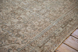 Distressed vintage Hamadan border with minor stripe reduction and beige, blue Herati field.