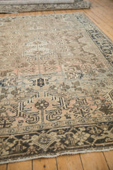Heavily abrashed vintage Heriz carpet, geometric floral patterns and turtle border.