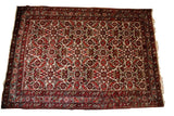 Red and ivory Persian Hamadan rug featuring allover Herati floral pattern, 3'5