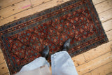Vintage Mehriban rug: worn pile displays burgundy, sapphire tree of life motifs.