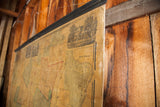 Aged canvas texture and detailed illustration on the top corner of an 1859 New York map.