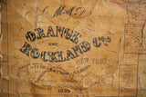 Ornate title typography and 1859 date on the weathered pre-Civil War New York map canvas.