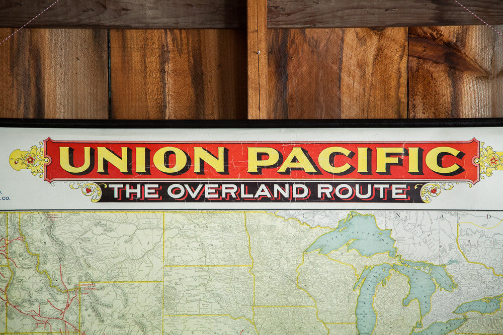 Antique Railroad Canvas Map // ONH Item 1234 Image 1