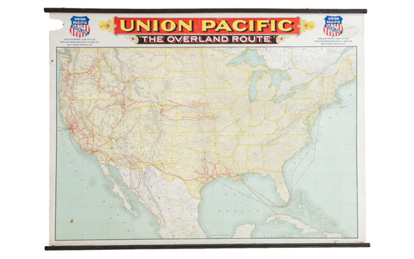 Antique Railroad Canvas Map // ONH Item 1234