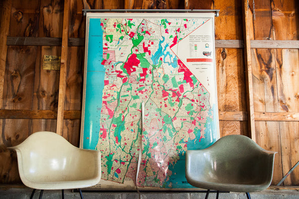 Industrial Westchester Hearne Brothers Pull Down Map // ONH Item 1235