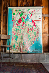 Lower section of Hearne Brothers Westchester map in aqua blue and hot pink.