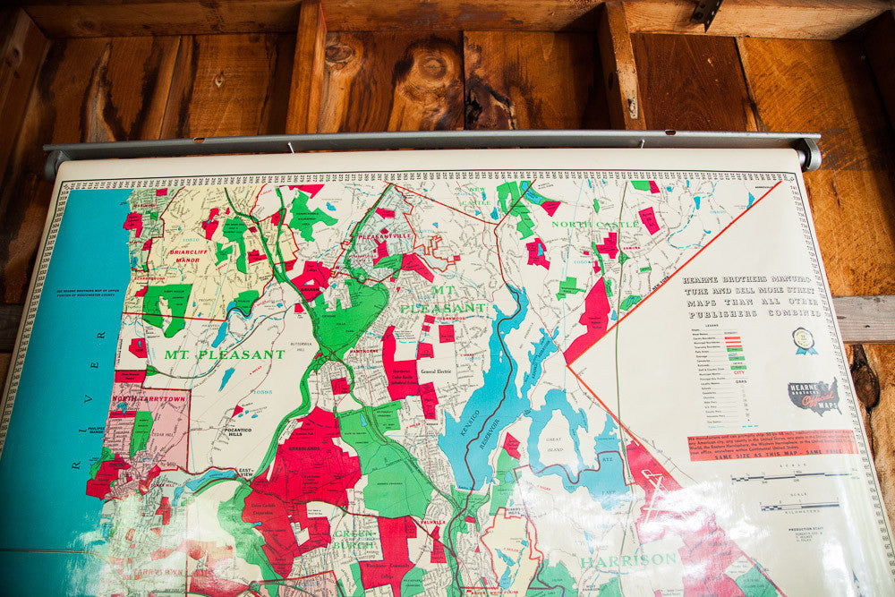Industrial Westchester Hearne Brothers Pull Down Map // ONH Item 1235 Image 1