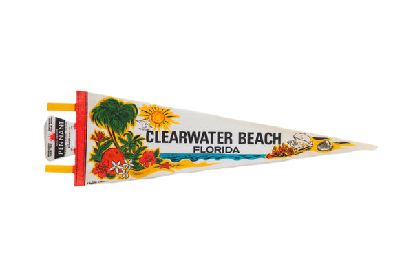 Vintage Clearwater Beach Florida Felt Flag Pennant // ONH Item: 12353