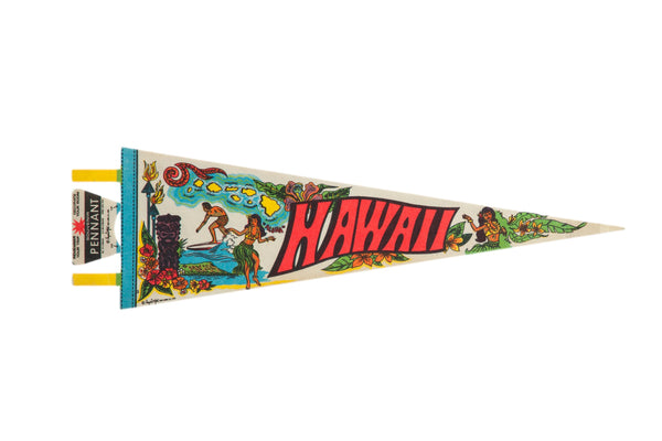Vintage Hawaii Felt Flag Pennant // ONH Item: 12355