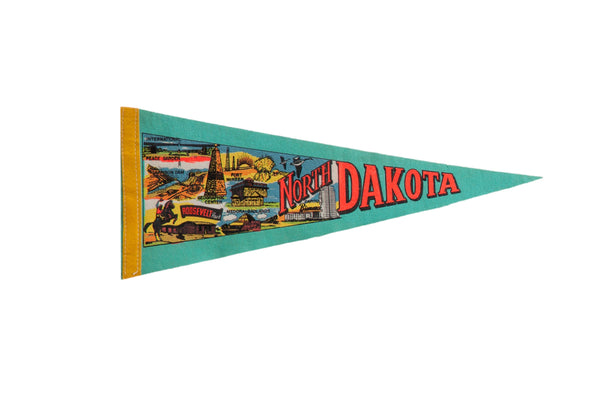Vintage North Dakota Felt Flag Pennant // ONH Item: 12358