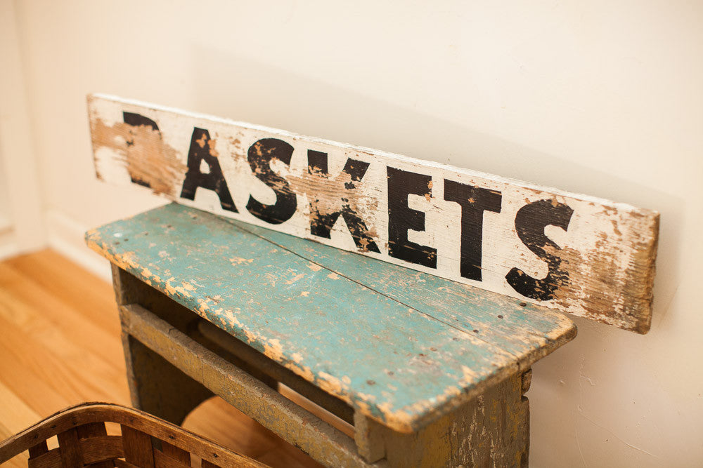 Weathered Wooden Baskets Sign // ONH Item 1236
