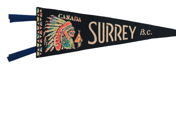 Vintage Surrey British Columbia Canada Felt Flag Pennant