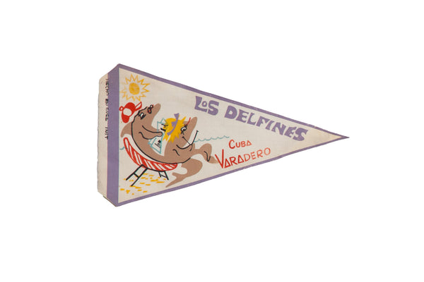 Vintage Los Delfines Varadero Cuba Felt Flag Pennant // ONH Item: 12364